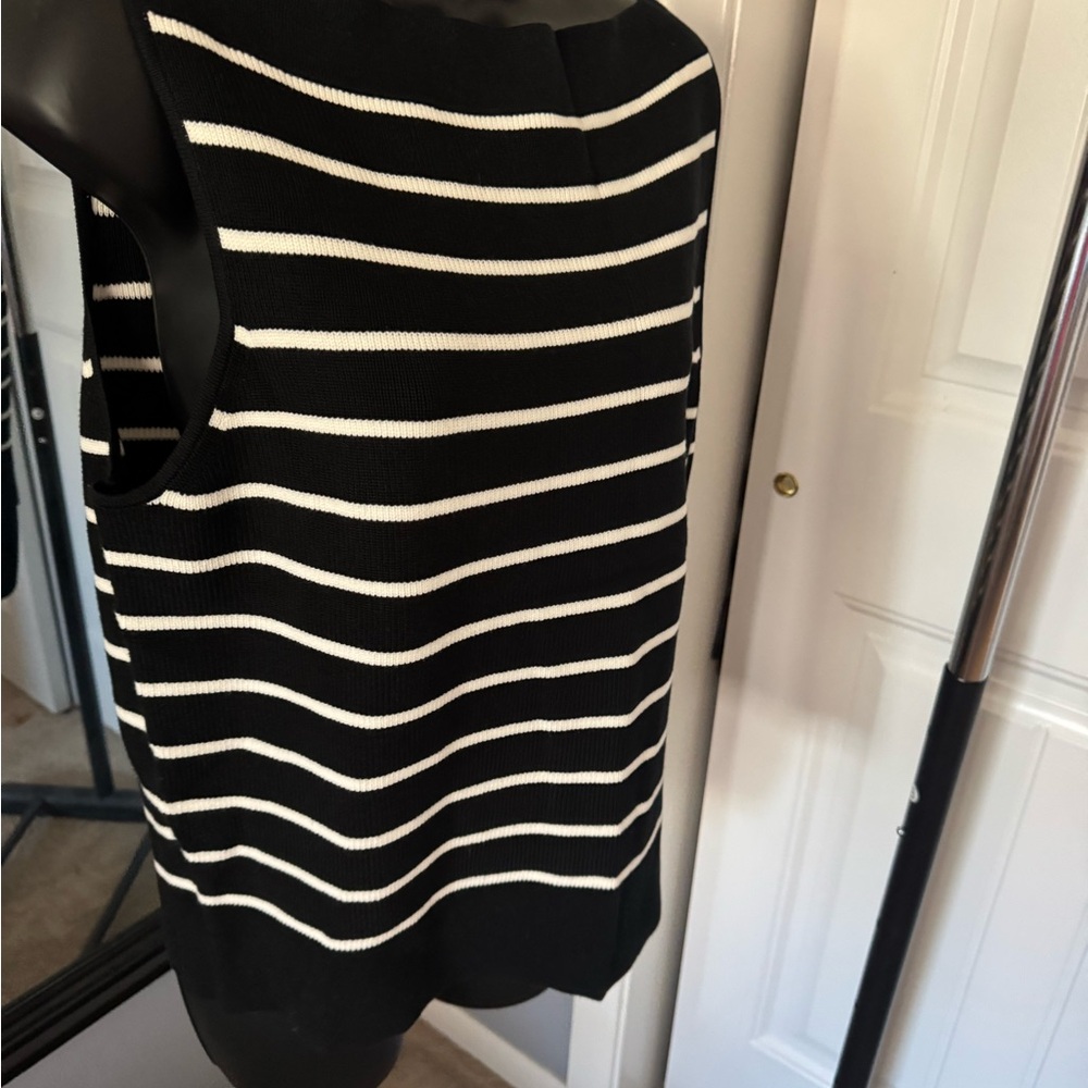 Black and White Striped Sweater Tank